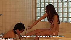 Japanese Femdom Risa Drowns Slave in Bathtub Anal Torment!