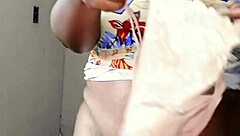 Wife with big ass tries neighbor's thong panties on camera