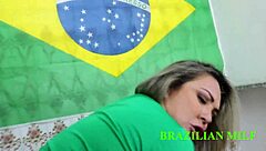 during the game break i snuck to kitchen to fuck busty brazilian milf in see through