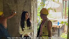 workers lure fragile katty west into dirty 4some fuck