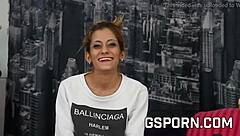 Gabriela Flores screams wild on first machine fuck!