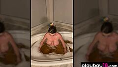 Busty Brunette Milf Sophie Dee Bathes Strips Fingers Pussy Passionately