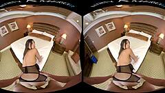 Naughty America pornstar bounces big natural tits in hotel VR