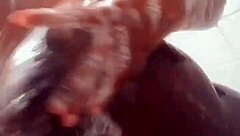 Ebony soapy natural tits glistening wet and bouncy