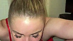 Blonde bombshell sucks huge cock licks balls nonstop