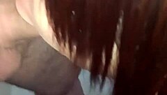 crossdresser sucks young client's huge pink cock at home