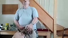 french slave strips teases blows and orgasms in bondage