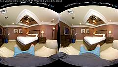 Naughty America pornstar bounces big natural tits in hotel VR