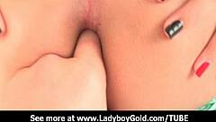 busty thai ladyboy takes bareback anal from huge cock closeup