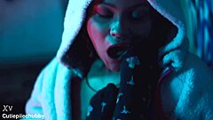 bbw ebony worships petite tattooed girlfriend feet