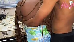 Big Ass African Maid Rides Boss Huge Cock Kitchen Cash