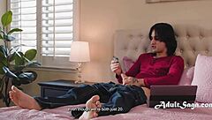 jealous girlfriend natalie brooks catches boyfriend elias cash condom wank