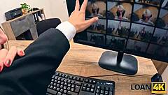 Loan4k office seduction turns into secret fingering with stockings brunette