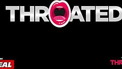 Brunette Slut Devours Huge Cocks with Messy Deepthroat Slurping