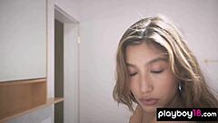 glamorous latina teen strips for natural tits tease