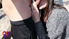 pissing on lovers during risky outdoor forest sex