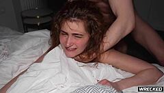 big titty redhead wrecked rough in cowgirl and doggystyle pounding