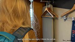 hot milf shares hotel bed for caught spying masturbation accident