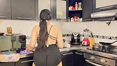 Boss with small cock pays to fuck my tight pussy in kitchen