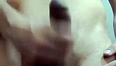 Skinny guy strokes huge cock in work bathroom solo