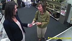 Customer Pays Cash for Hairy Pussy Monster Cock Pounding