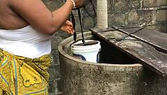 Dirty bitch spreads ass for outdoor pounding during laundry