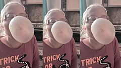 chewing asmr bubble gum makes my huge tits bounce teasingly