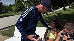 Cuckold Watches Skinny Wife Fucked Rough Outdoors In 3some Cum Covered