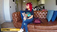 Petite Colombian teen Melissa moans wildly on massive cock!