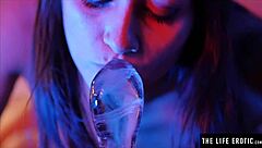 petite brunette ices huge dildo deep tight asshole orgasm