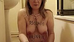 French housewife's outdoor bdsm solo with uro belt session