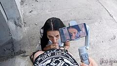 She asked neighbor to film her public blowjob skills