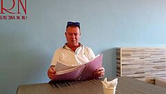 naked waitress serves meal from her navel to horny restaurant guest backstage