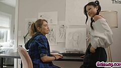 Lulu Chu and Electra Rayne sneak away for steamy intimate sex