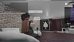 Fucking a submissive fan roughly in Roblox studio condo game