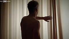 brunette milf spreads for anal fingering creampie in lingerie stockings