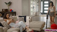 Lulu Chu and Electra Rayne sneak away for steamy intimate sex