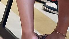 bold lightskin ebony teen soles candid tease