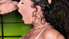 sloppy deepthroat gagging on cock by curvy latina