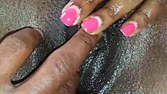 ebony goddess fingers shaved pussy close-up passionately