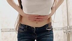 Pissing teen undresses panties bath squeezes pee mouth fetish