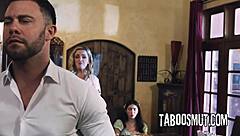 blonde wife teases husband's wild threesome cowgirl fantasy