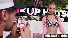 POV nasty breezy bri gags on deepthroat anal cock