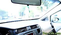 Hardcore POV cumshot blasts brunette teen's juicy ass