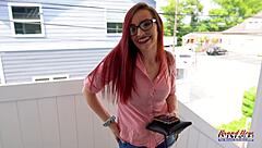 nerdy redhead olivia x fingers pussy sucks deepthroat cum