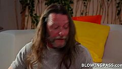 Blonde Petite Babe Deepthroats Old Man's Huge Cock!