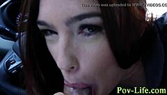 Hardcore POV cumshot blasts brunette teen's juicy ass