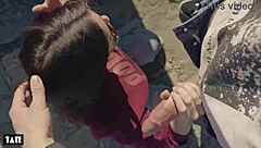 outdoor thrill as amateur deepthroats stranger's cock hungrily