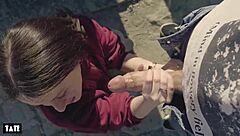 outdoor thrill as amateur deepthroats stranger's cock hungrily