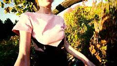 petite babe creampied then pulls up panties in park